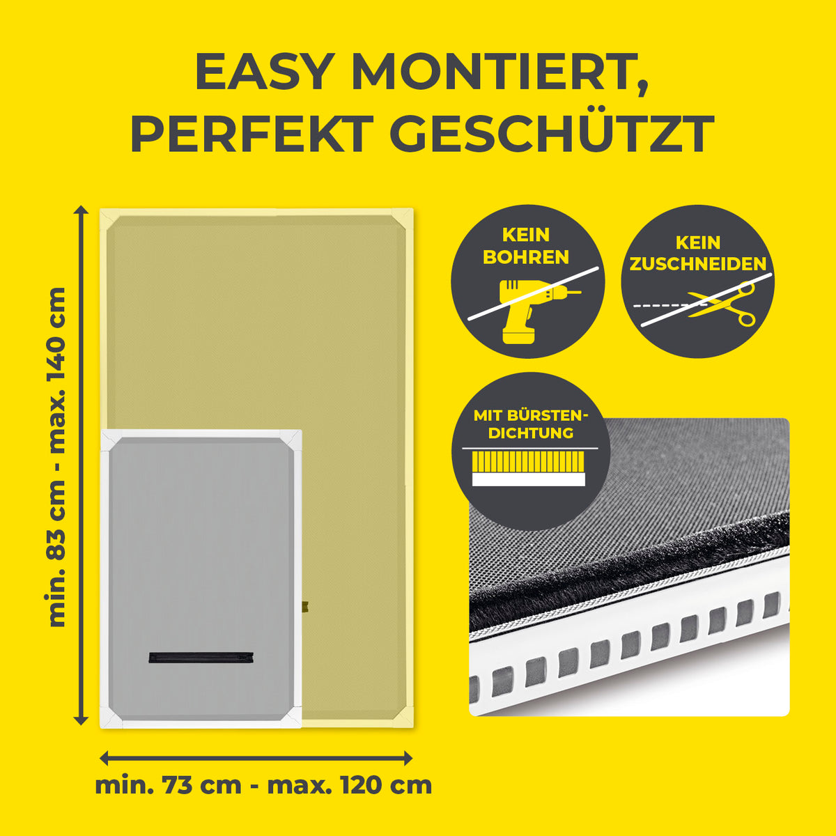 Teleskop-Insektenschutzgitter für Dachfenster - 2er-Set mit einfachem Stecksystem, dichten Bürstendichtungen, kein Bohren oder Zuschneiden nötig.