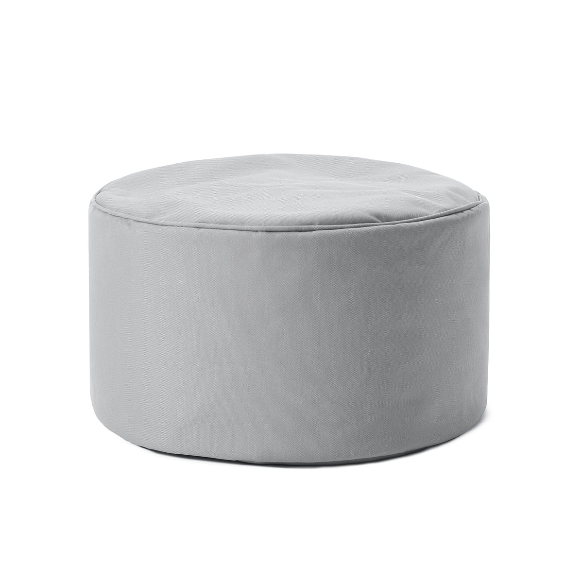 Sitzsack-Hocker/Pouf (50 L) in Silbergrau, modern und multifunktional, für indoor & outdoor, leicht und pflegeleicht.
