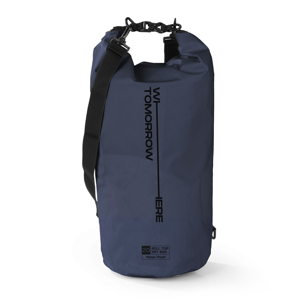 Dry Bag 20L - Style 02 - Dunkelblau wasserdichter Rucksack mit Rolltop-Verschluss und verstellbarem Schultergurt für Outdoor-Abenteuer.