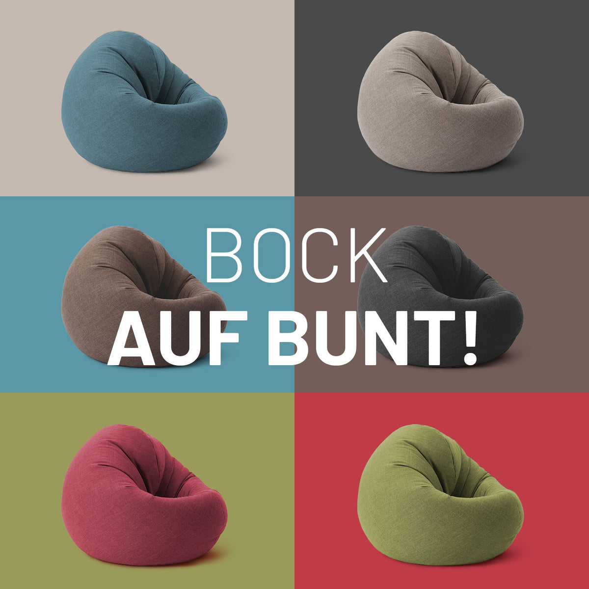 Sitzsack Interior Line (300 L) in sechs Trendfarben, inkl. Hellgrau, aus leinenartigem, weichem Material für Indoor-Bereich.