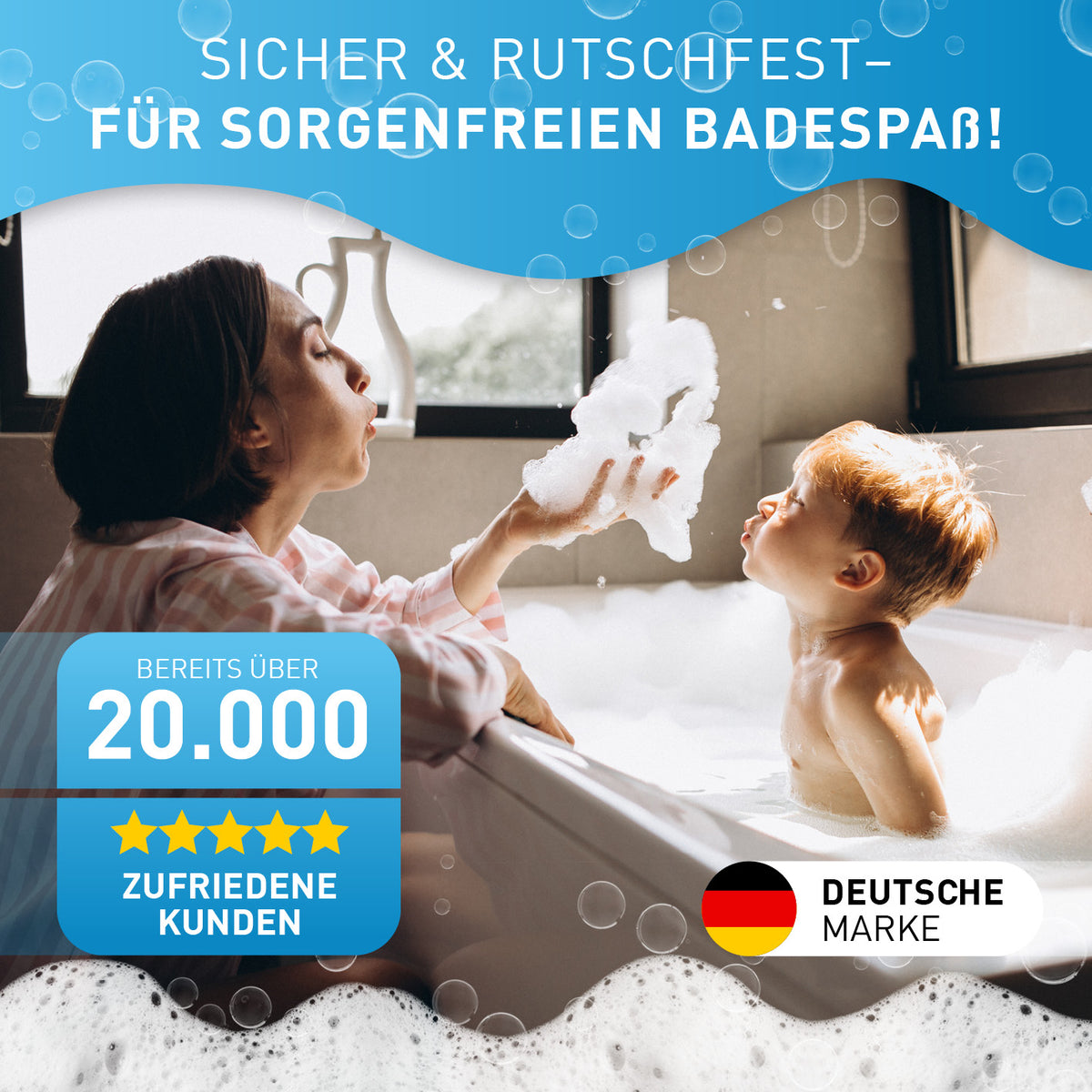 Badewannenmatte 88 x 40 cm – Hellgrau mit rutschfester Oberfläche und Saugnäpfen für sicheren und sorgenfreien Badespaß.