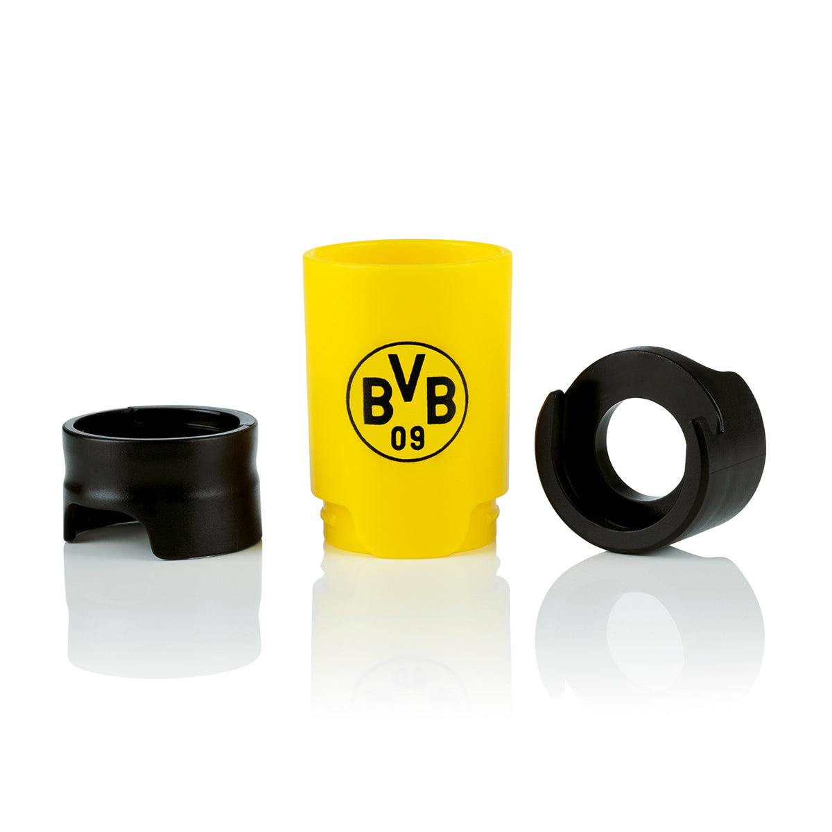 Bier-Aufbereiter im BVB-Design - 3er-Set für milden Biergeschmack und Insektenschutz bei Flaschenbier.