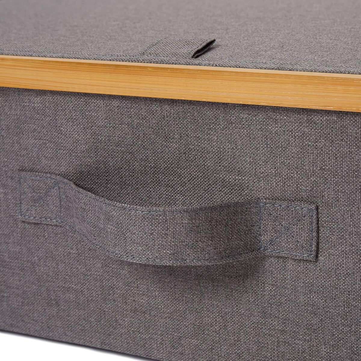Aufbewahrungsbox mit Bambus-Rahmen - 2er-Set - Grau, faltbare Aufbewahrungsbox mit stabilem Bambusrahmen und praktischem Griff.