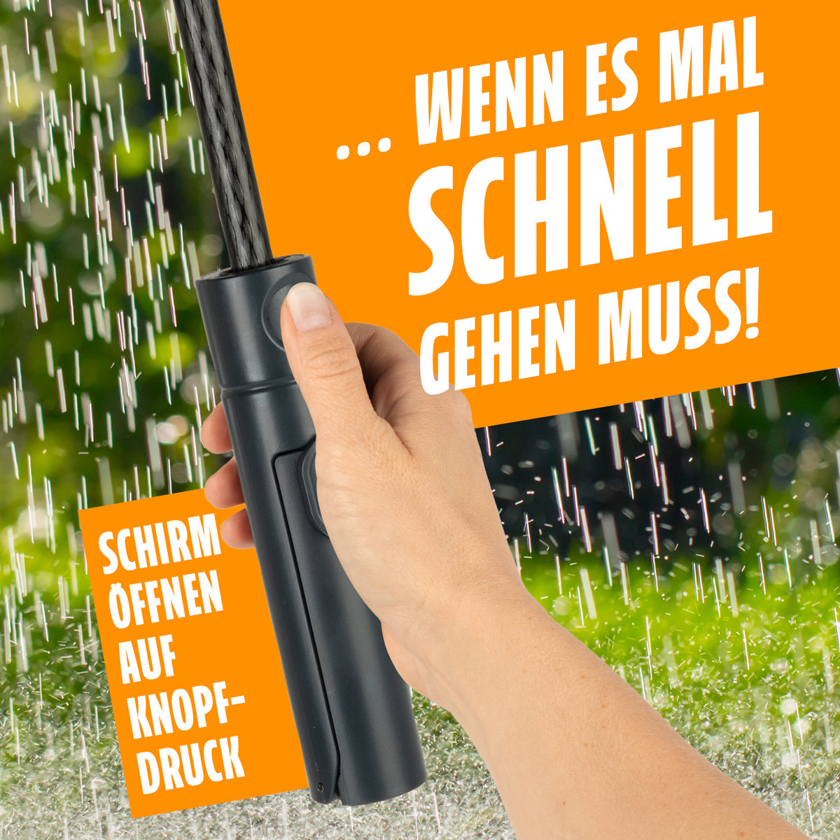 Regenschirm mit Getränkehalter - 2er-Set mit automatischem Öffnen per Knopfdruck, wetterfest und schnelles Trocknen bei Regen.