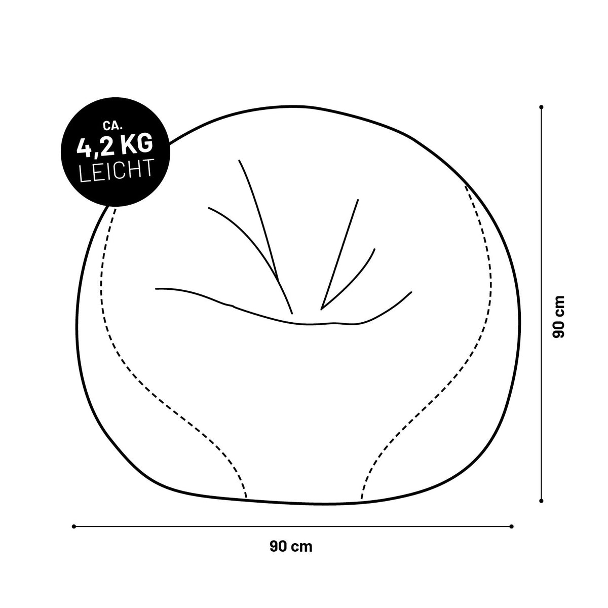 Luxury Fußball Sitzsack (170 L) mit 90x90 cm, leichtes und angenehmes Material, ideal für indoor und outdoor Gebrauch.