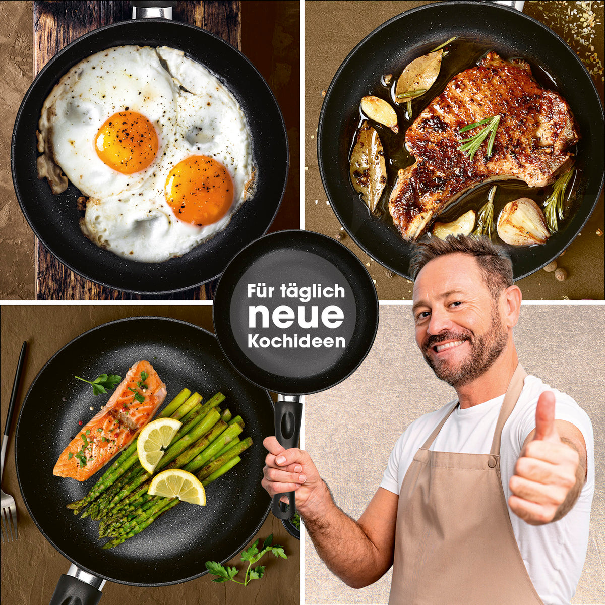 Karbonstahl-Bratpfanne Ø 20 cm mit 2-fach Antihaftbeschichtung, geeignet für alle Herdarten, ideal zum Braten und Rösten.
