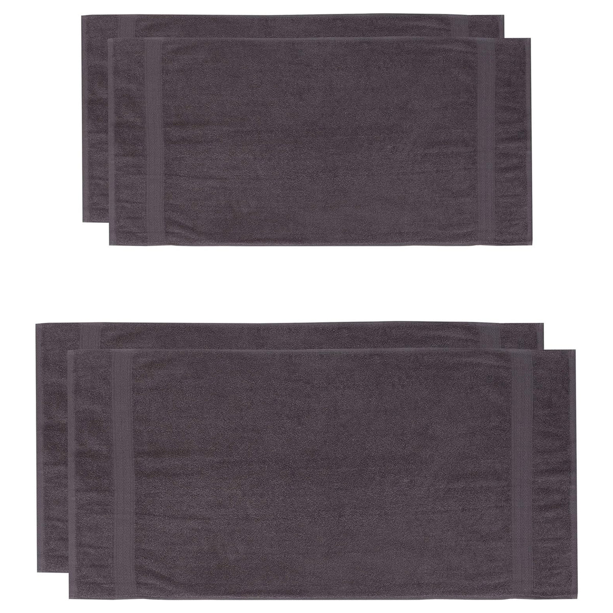 Premium Handtücher 4er-Set - 2 Handtücher 50 x 100 cm + 2 Badetücher 70 x 140 cm - Grau, aus saugfähiger Baumwolle