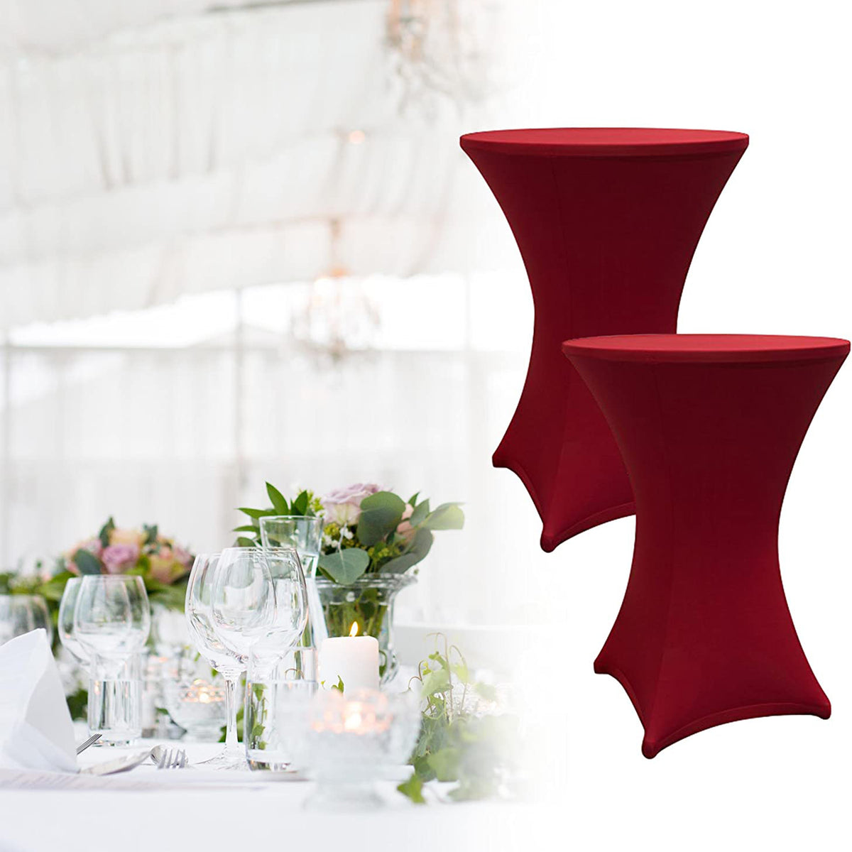 Stehtischhusse Tisch Bezug Husse - Ø 80-85cm - Rot umhüllt elegante Stehtische für Events, abwischbar und dehnbar in Premium-Qualität.
