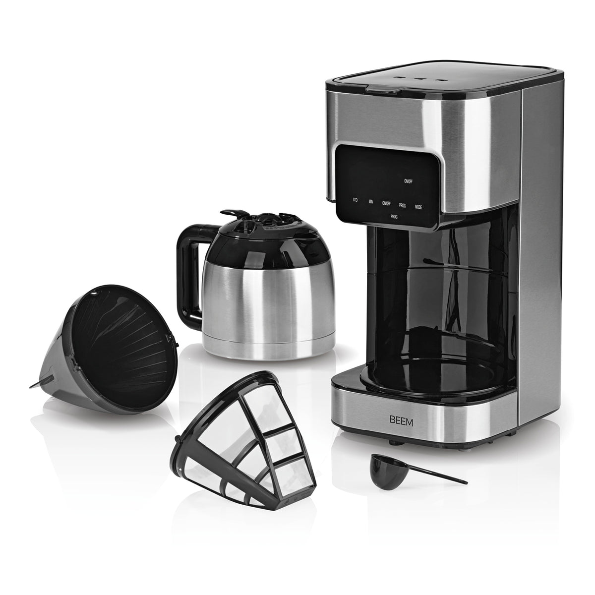 FRESH-AROMA-TOUCH Filterkaffeemaschine - Thermo mit Edelstahl-Design, Isolierkanne, Permanentfilter und LED-Touch-Display für Aromagenuss.