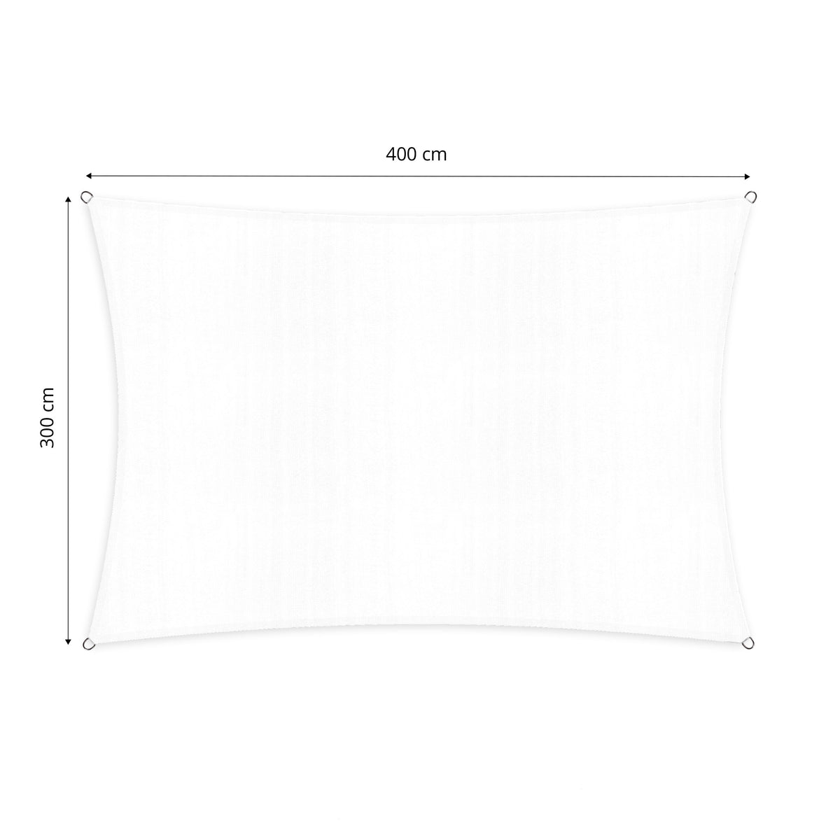 Sonnensegel 100% HDPE mit Stabilisator für UV-Schutz - Rechteck 3 x 4 Meter - Weiß, inkl. Befestigungsringe und UV-Schutzfaktor 30+