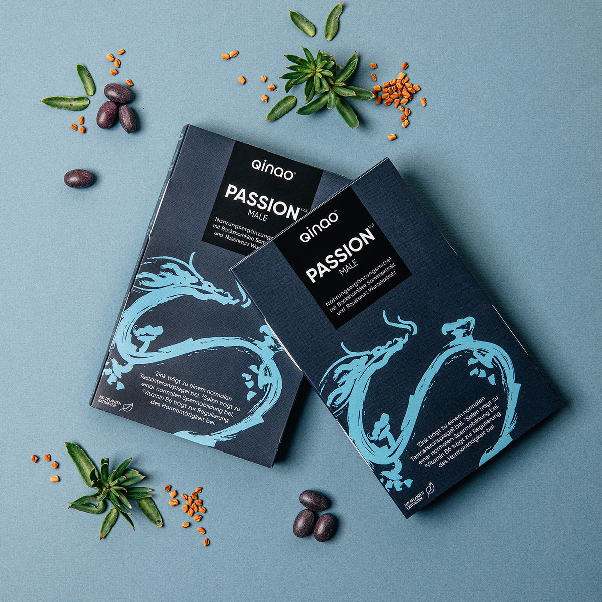 Nahrungsergänzungsmittel PASSION MALE – 90 Kapseln mit Bockshornklee, Rosenwurz, Chili, Magnesium, Zink, Vitamin B6, vegan und frei von Zucker.