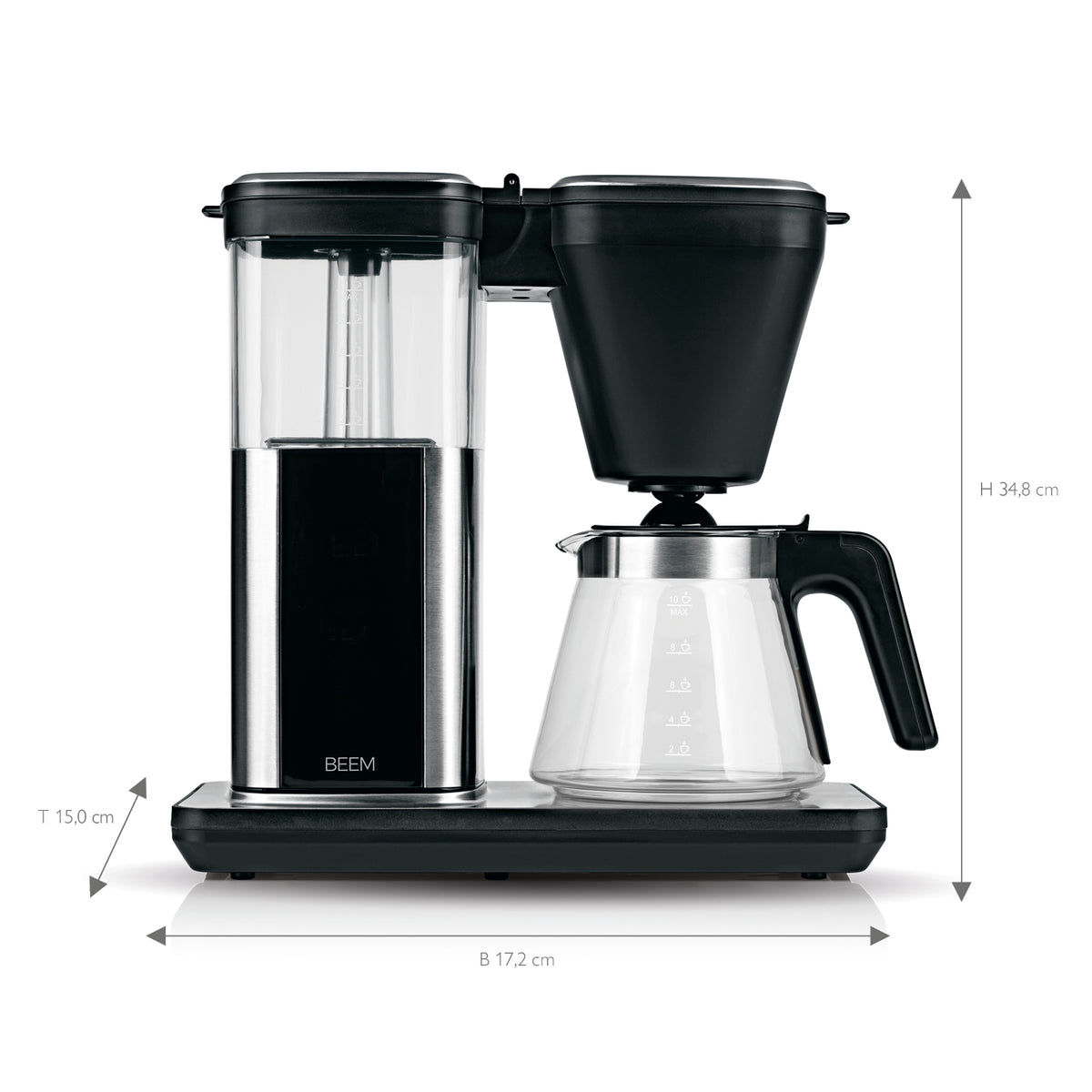 DIRECT-BREW Filterkaffeemaschine - Glas mit 1,25 l Glaskanne, digitalem Display und Schnell-Brüh-Methode für individuellen Kaffeegenuss.