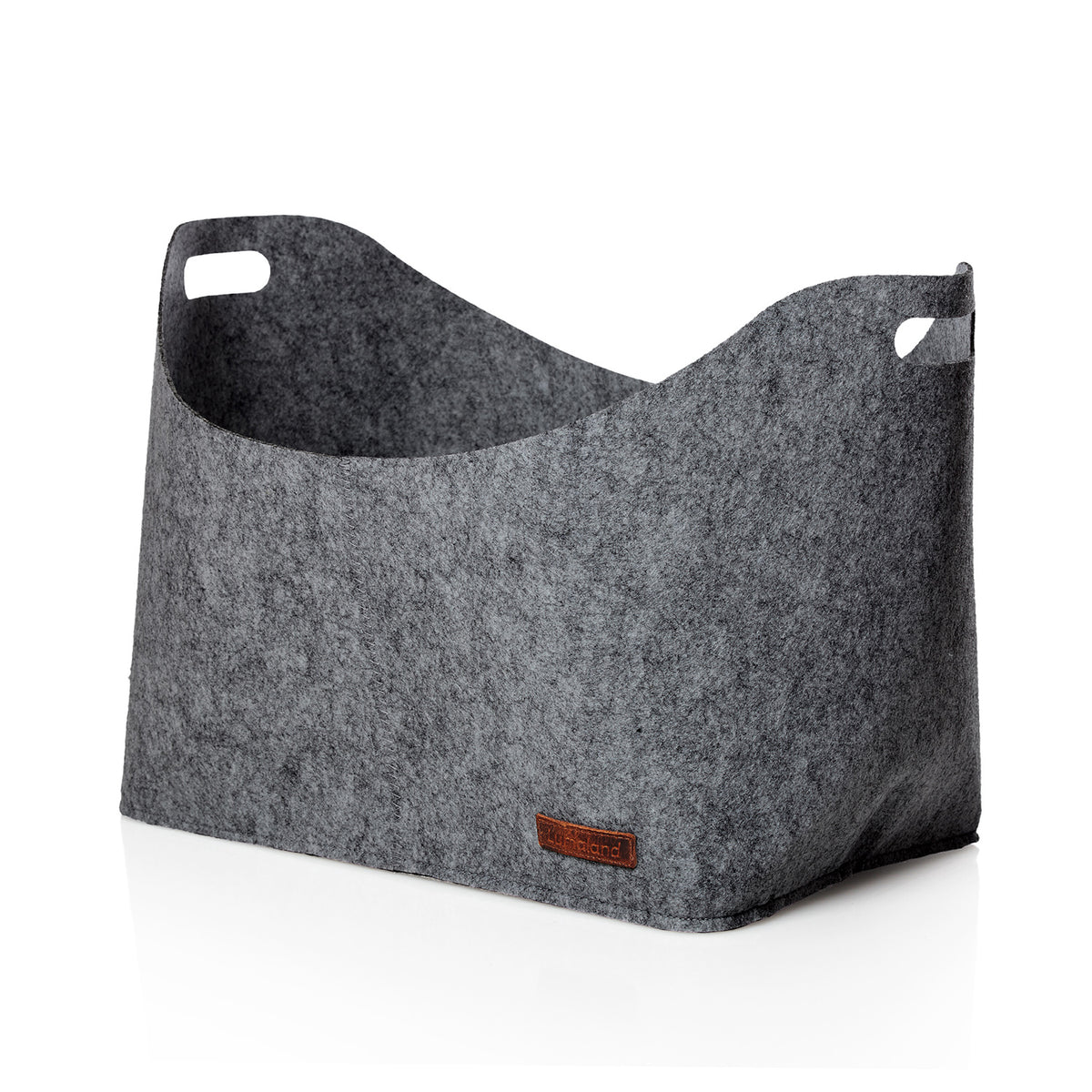 Kaminholztasche aus Filz mit Tragegriff 40x25x28 cm Dunkelgrau, ideal zur sicheren Aufbewahrung und einfachem Transport von Kaminholz.