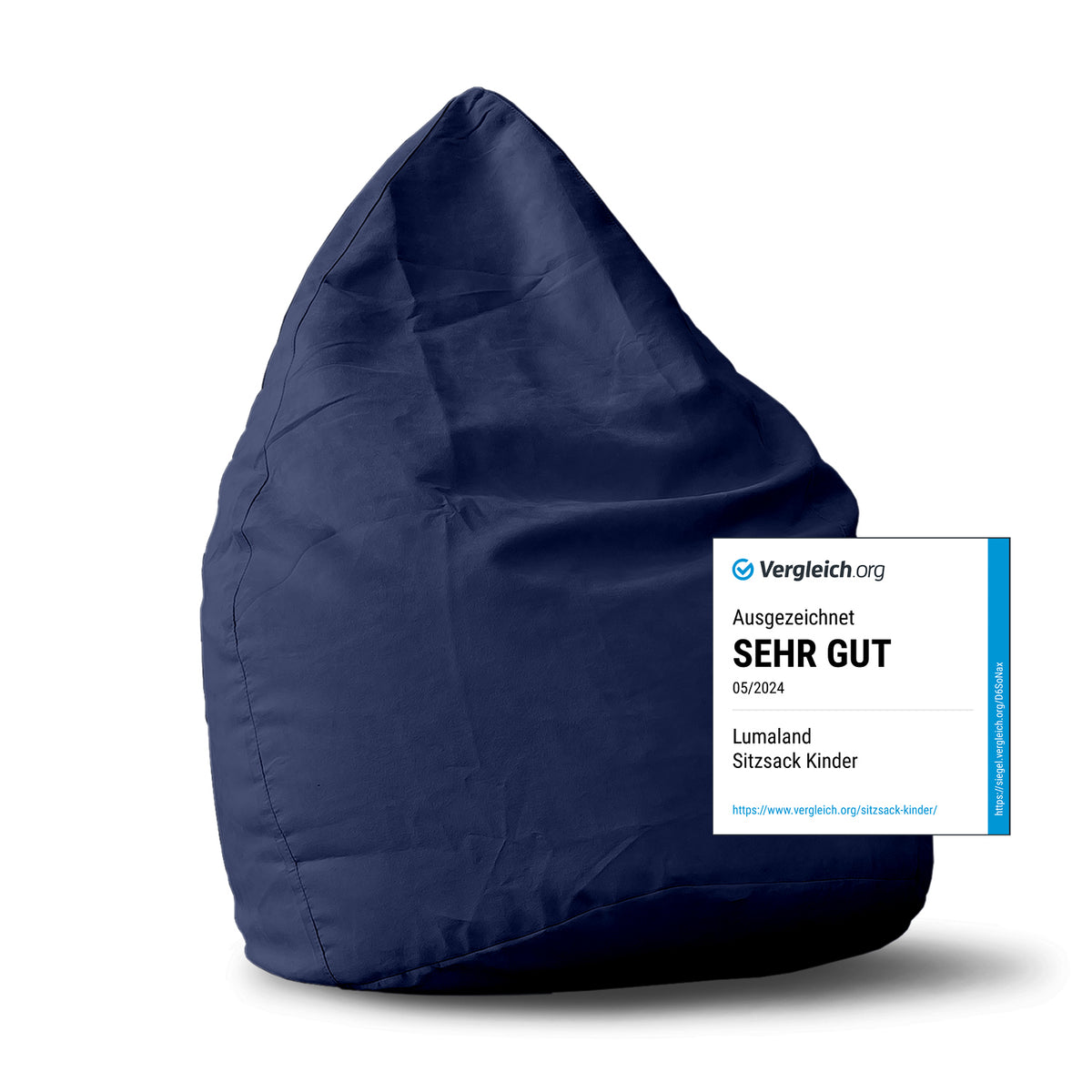 Luxury XL Sitzsack (120 L) Dunkelblau von Lumaland, bequemer, stylischer Indoor Sitzsack für Wohnen und Entspannen in modernem Design.