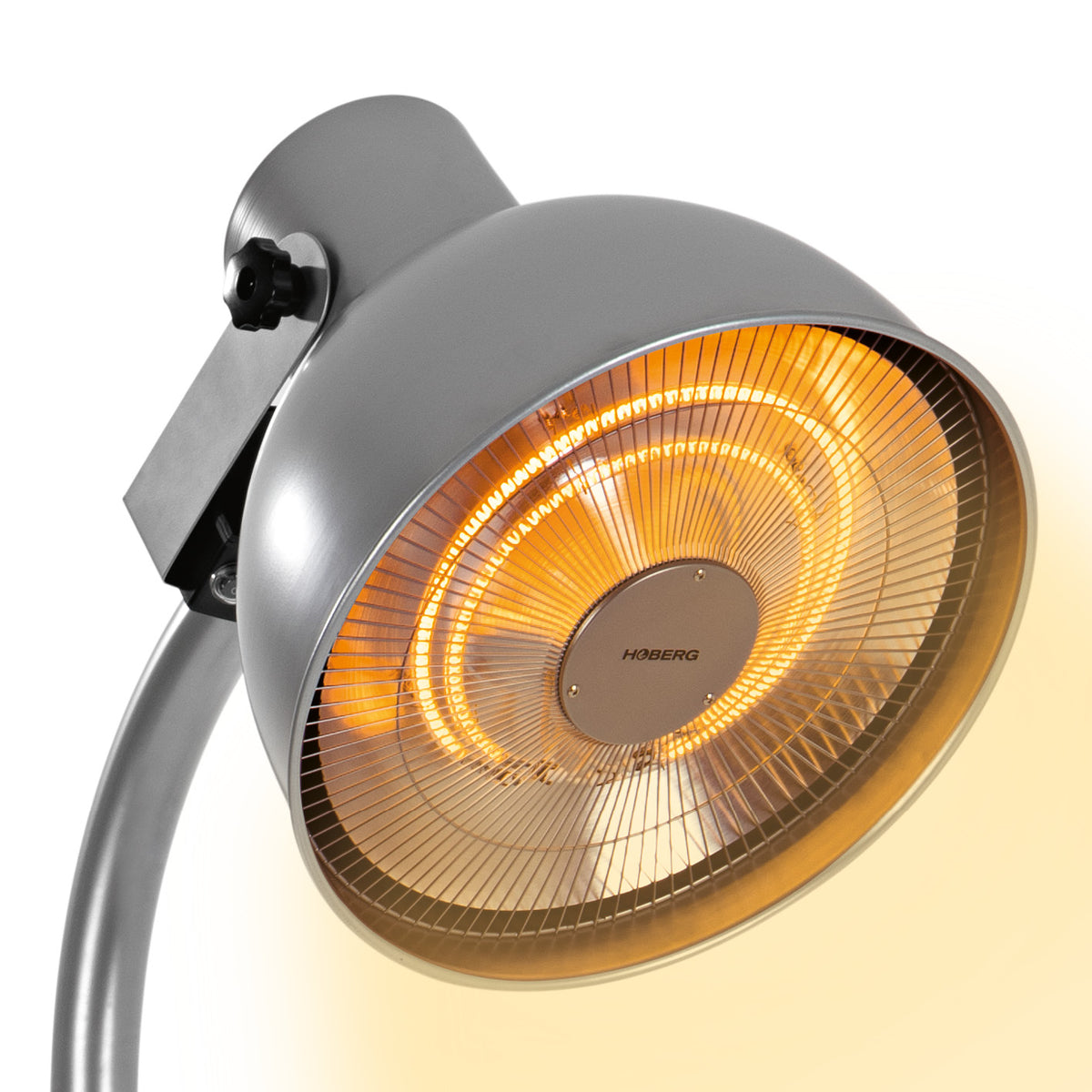 Infrarot-Heizstrahler mit Standfuß im Lampen-Design, Carbon-Heizelement, 3 Heizstufen, Fernbedienung, verstellbarer Lampenkopf.