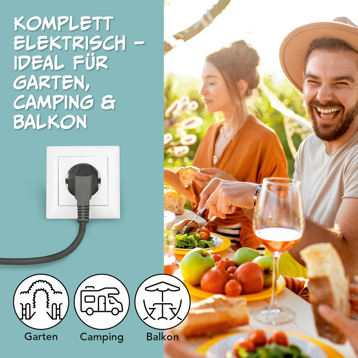 Elektrische Partypfanne - Ø 30 cm, flexibel und ideal für Garten, Camping und Balkon, mit 5-Stufen-Thermostat und Glasdeckel.