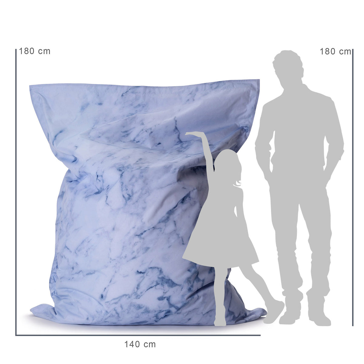 Sitzsack Classic XXL (380 L) im Special Edition Marmor Design, 140x180 cm, indoor & outdoor, wasserfester, großer Riesensitzsack von Lumaland.