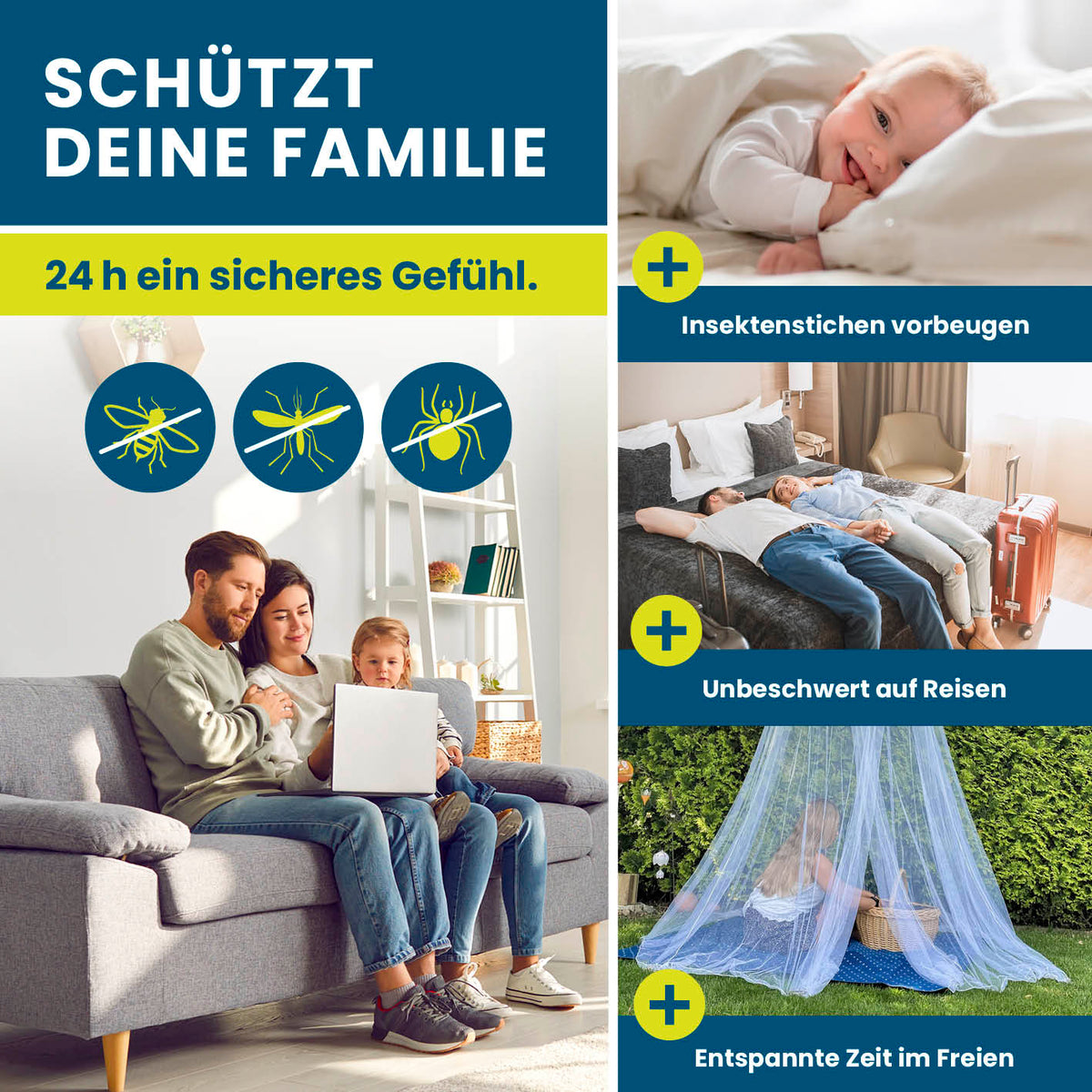 Insekten-Baldachin XXL-Insektenschutz für Einzel- und Doppelbetten, flexibel, komfortabel und ideal für Reisen mit Klebehaken von HOBERG.