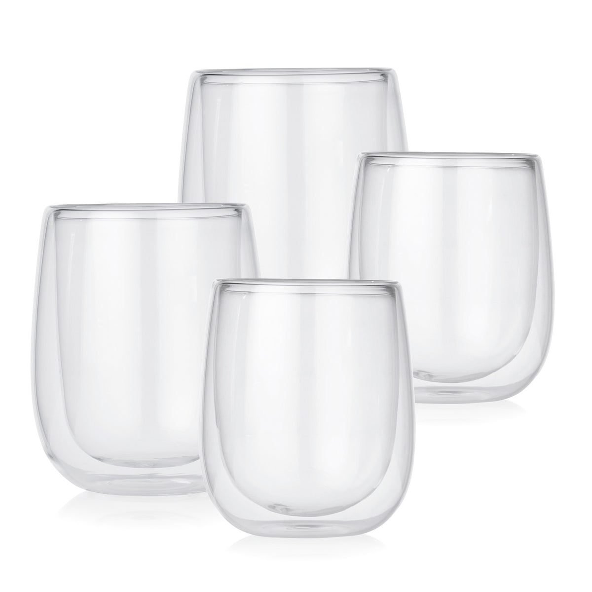 Thermoglas Set 4-tlg. - je 2x Cappuccino & Latte Macchiato, doppelwandige Borosilikatgläser, wärmeisolierend, 250ml & 350ml Fassungsvermögen.