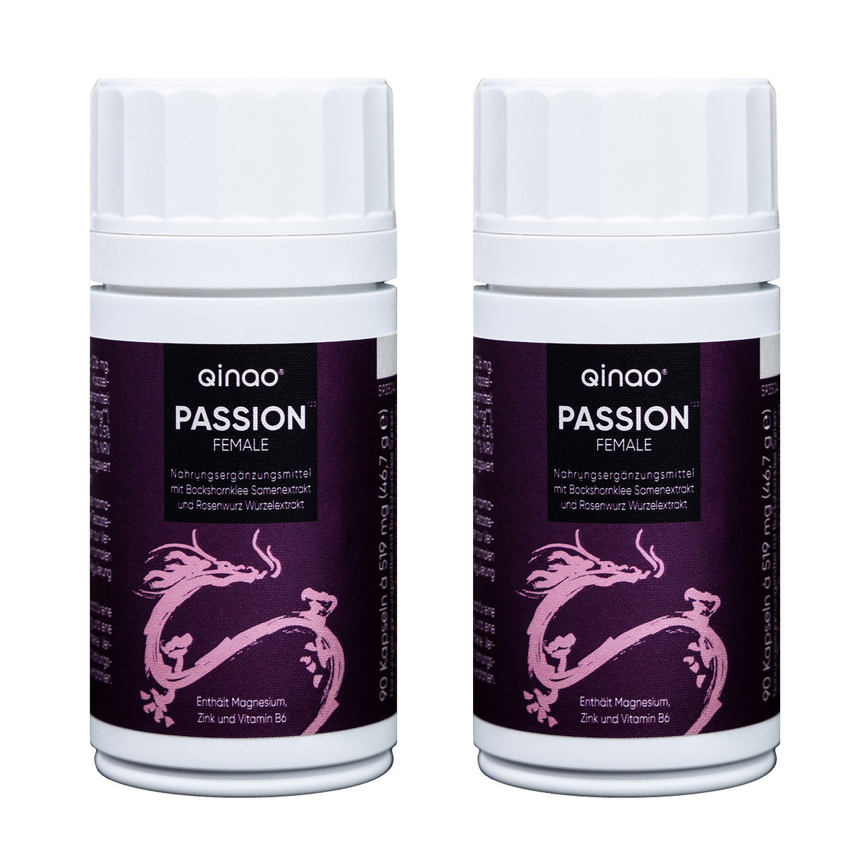 Nahrungsergänzungsmittel FEMALE - 2er-Set mit Vitamin B6, Zink, Rosenwurz, Bockshornklee und Chilischote, vegan und zuckerfrei.