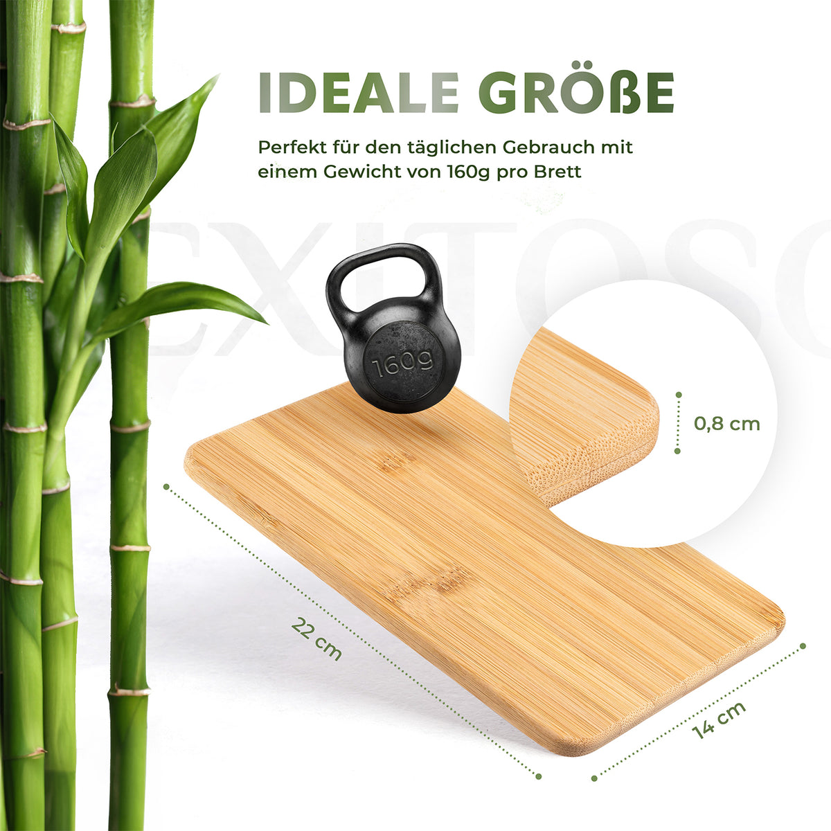 Schneidebretter aus Bambus - 6er-Set, Maße 22x14x0,8 cm, leicht, robust und perfekt für tägliche Nutzung am Frühstückstisch.