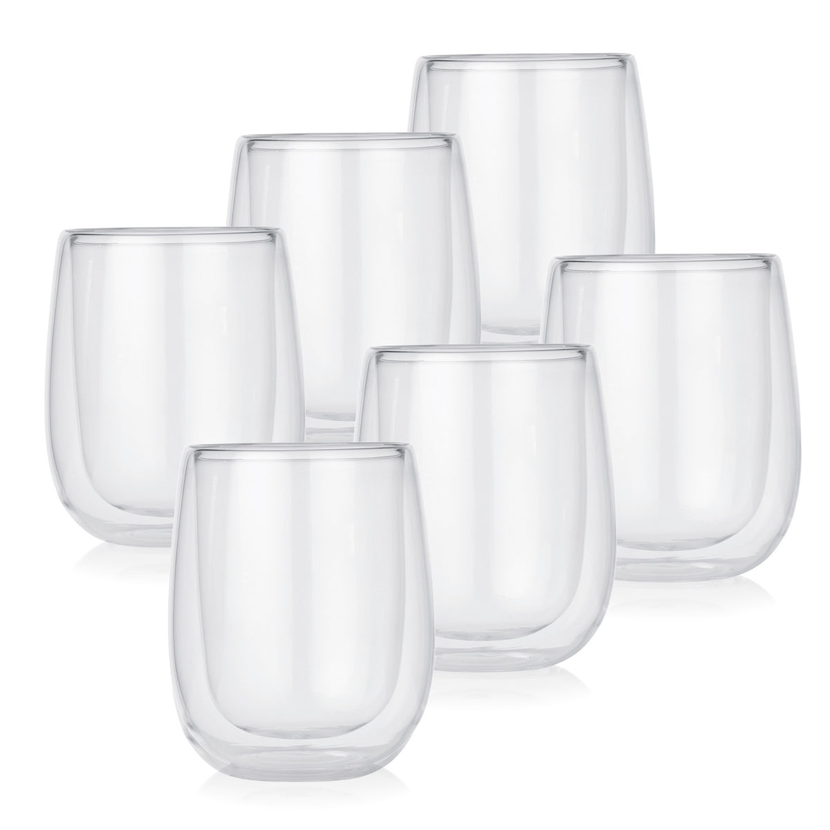 Latte Macchiato Thermogläser - 6er-Set aus doppelwandigem Borosilikatglas, wärmeisolierend, für warme und kalte Getränke.