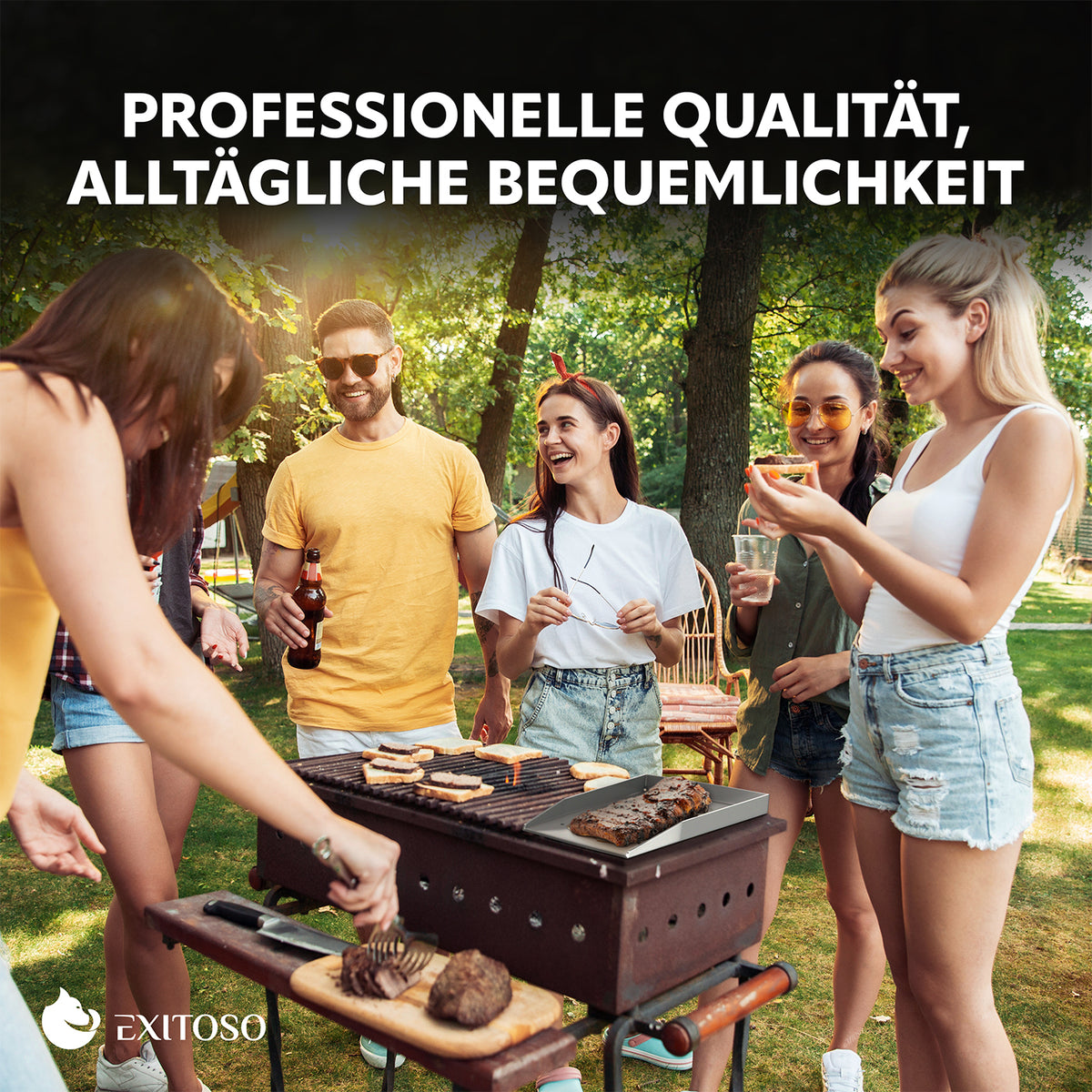 Grillplatte + Grillspachtel - Edelstahl - Universalgröße aus hochwertigem Edelstahl, rostfrei, kratzresistent, universal passend für Gasgrills.