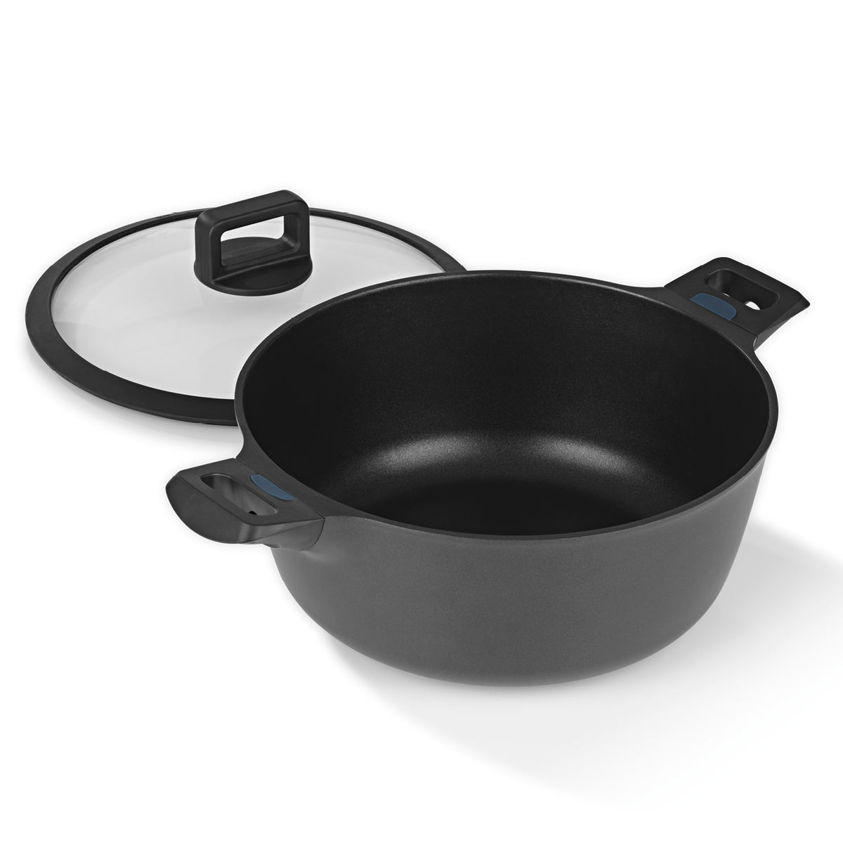 Aluguss-Kochtopf in der Midnight Edition - 28 cm, robust, antihaftbeschichtet mit N8WERK Heat Indicator, induktionsgeeignet, backofen- und spülmaschinenfest.
