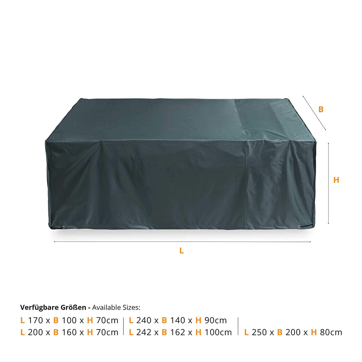 Abdeckplane für Gartenmöbel - 240 x 140 x 90 cm - Grün/Grau, wasserabweisend, UV-beständig, reißfest, schützt vor Wetter und Schmutz.