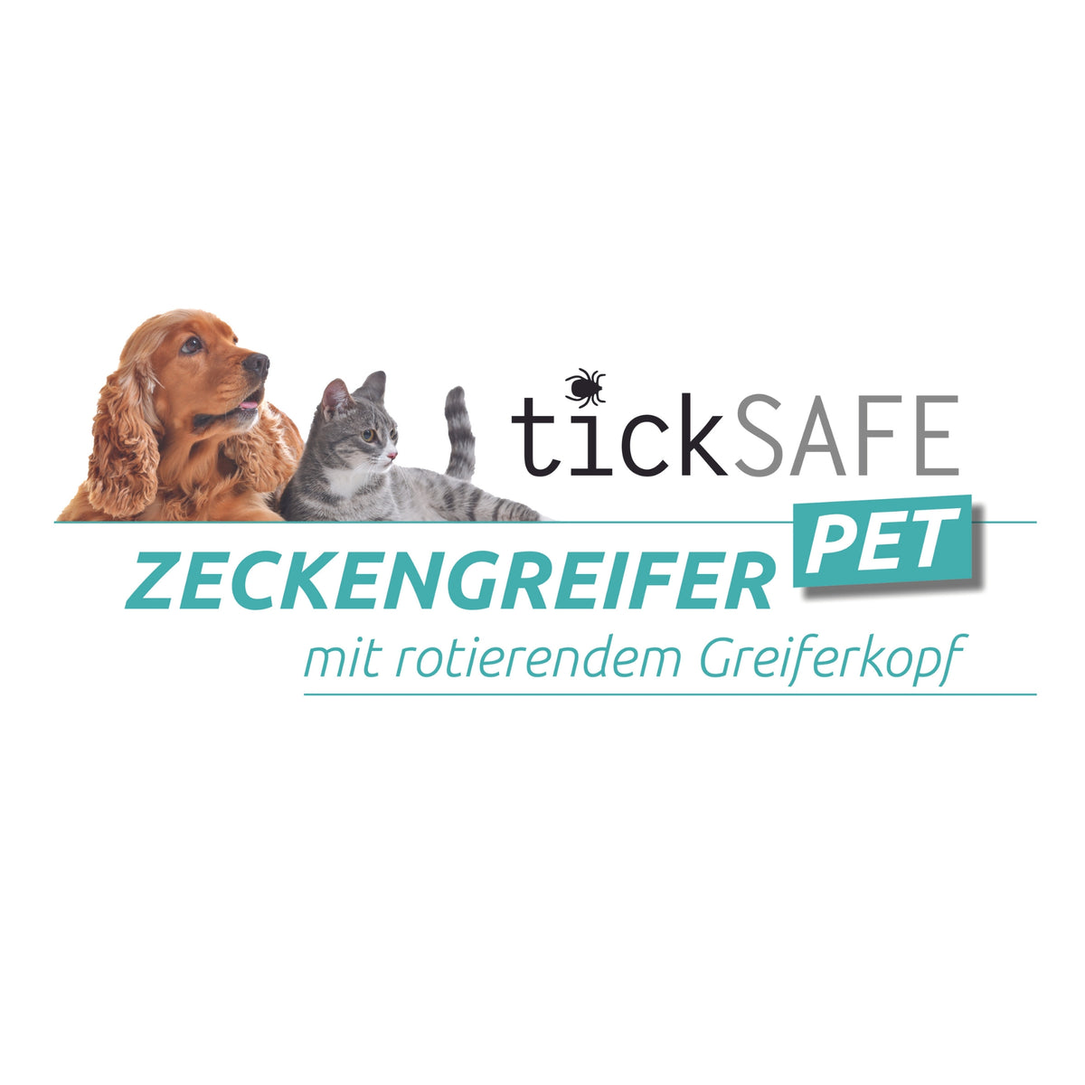 Zeckengreifer für Tiere mit rotierendem Greiferkopf - 2er-Set zur sicheren und schonenden Zeckenentfernung bei Haustieren.