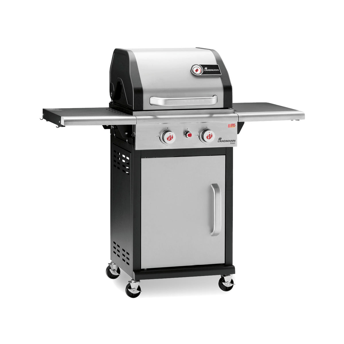 Gasgrill Triton PTS 2.0 - silber mit 2 stufenlos einstellbaren Edelstahl-Brennern und emailliertem Gusseisen-Grillrost.