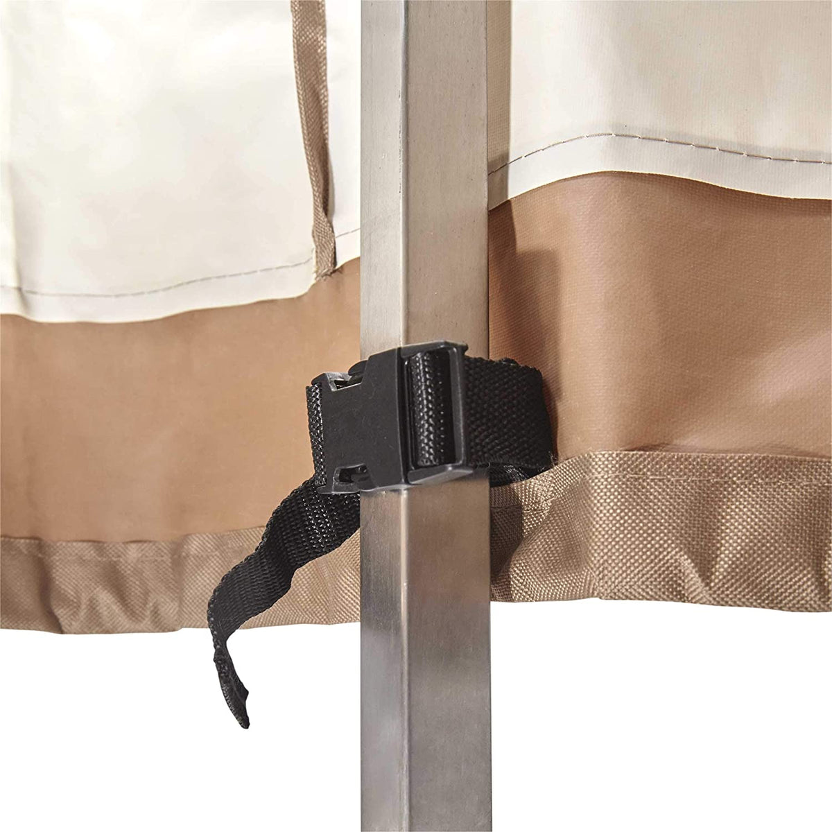 Abdeckung für gestapelte Patio Stühle - 85 x 65 x 80/119 cm - Beige mit stabiler Schnalle und robustem, wasserdichtem Oxford Gewebe.