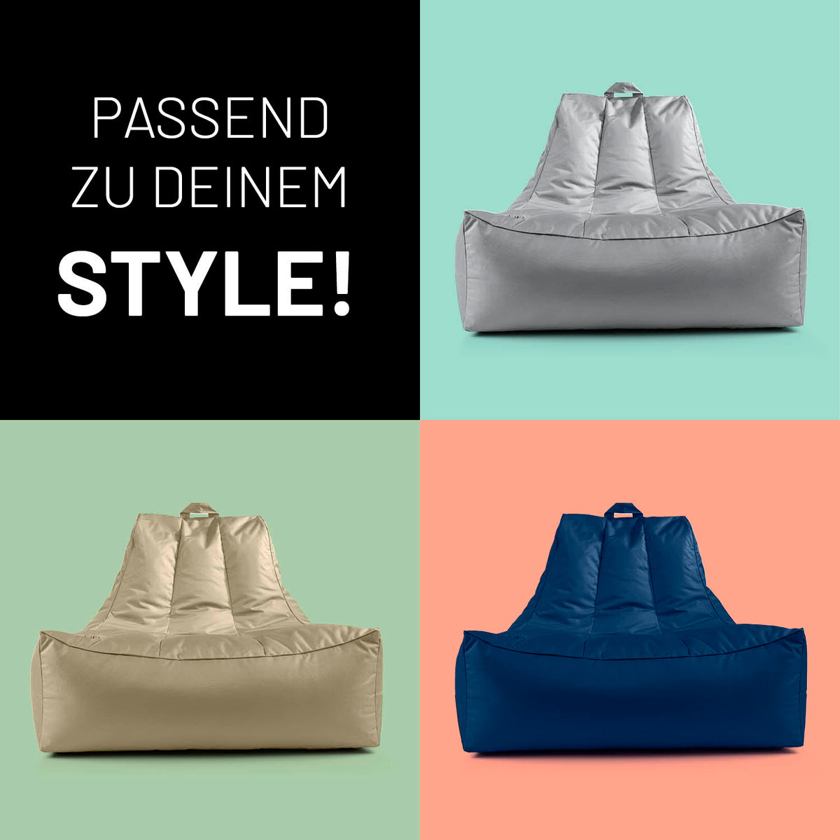 Premium Lounge-Sessel - 380 L - 100 x 100 x 80 cm - Navyblau, beige und grau, flexibel für verschiedene Wohnstile.