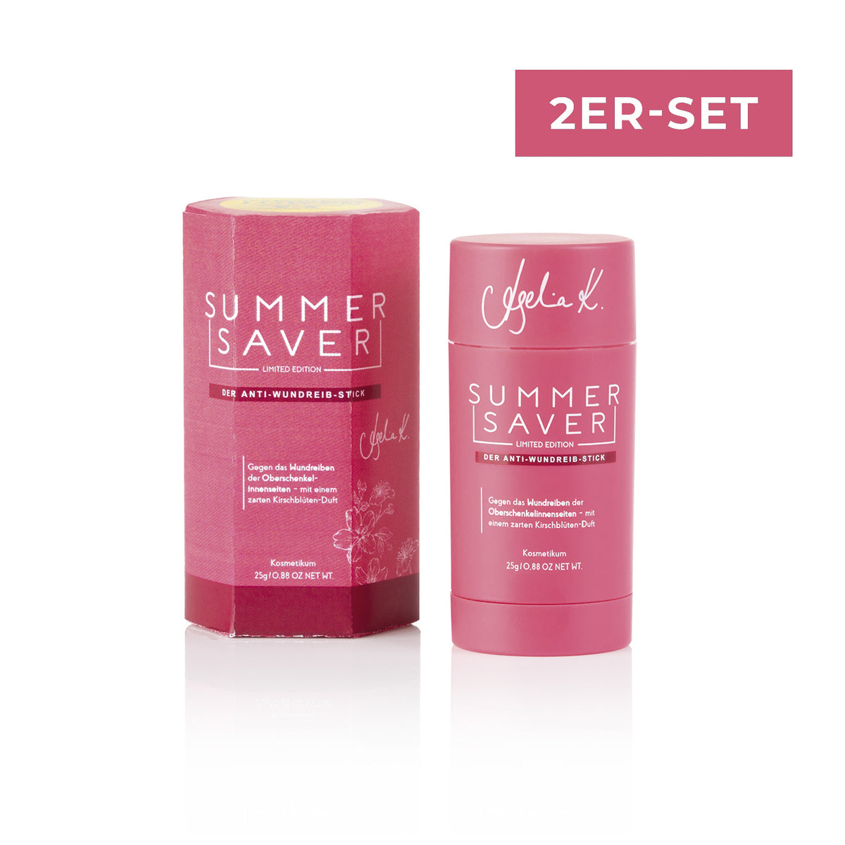 Kosmetikum - Anti-Wundreib-Stick - Kirschblüte - 2er-Set, gegen Wundreiben mit Kirschblütenduft und leichter Deo-Stick Anwendung.