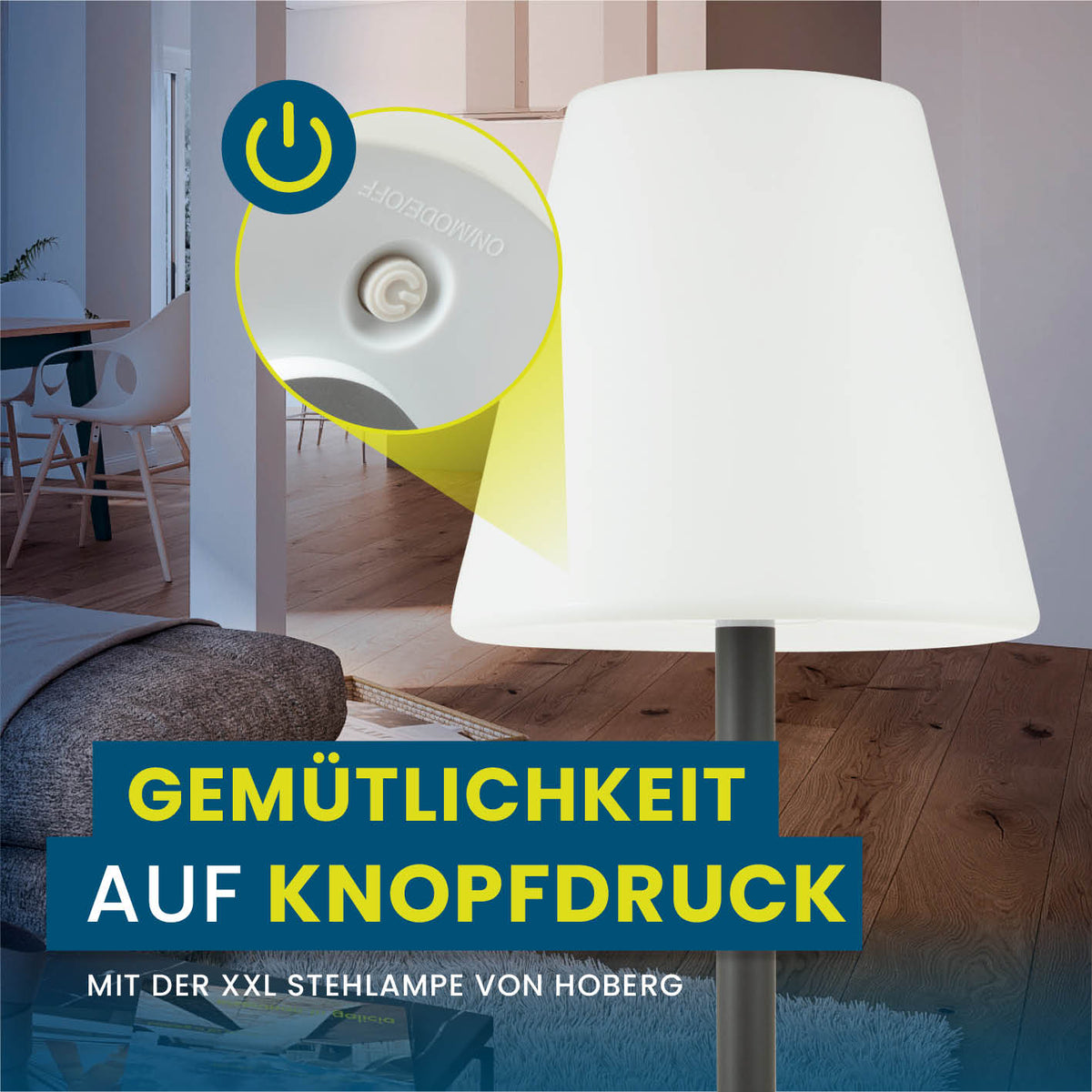 LED-Standleuchte dimmbar - 187 cm - schwarz/weiß mit 3-Stufen-Dimmer und wetterbeständig für Innen- und Außenbereich.