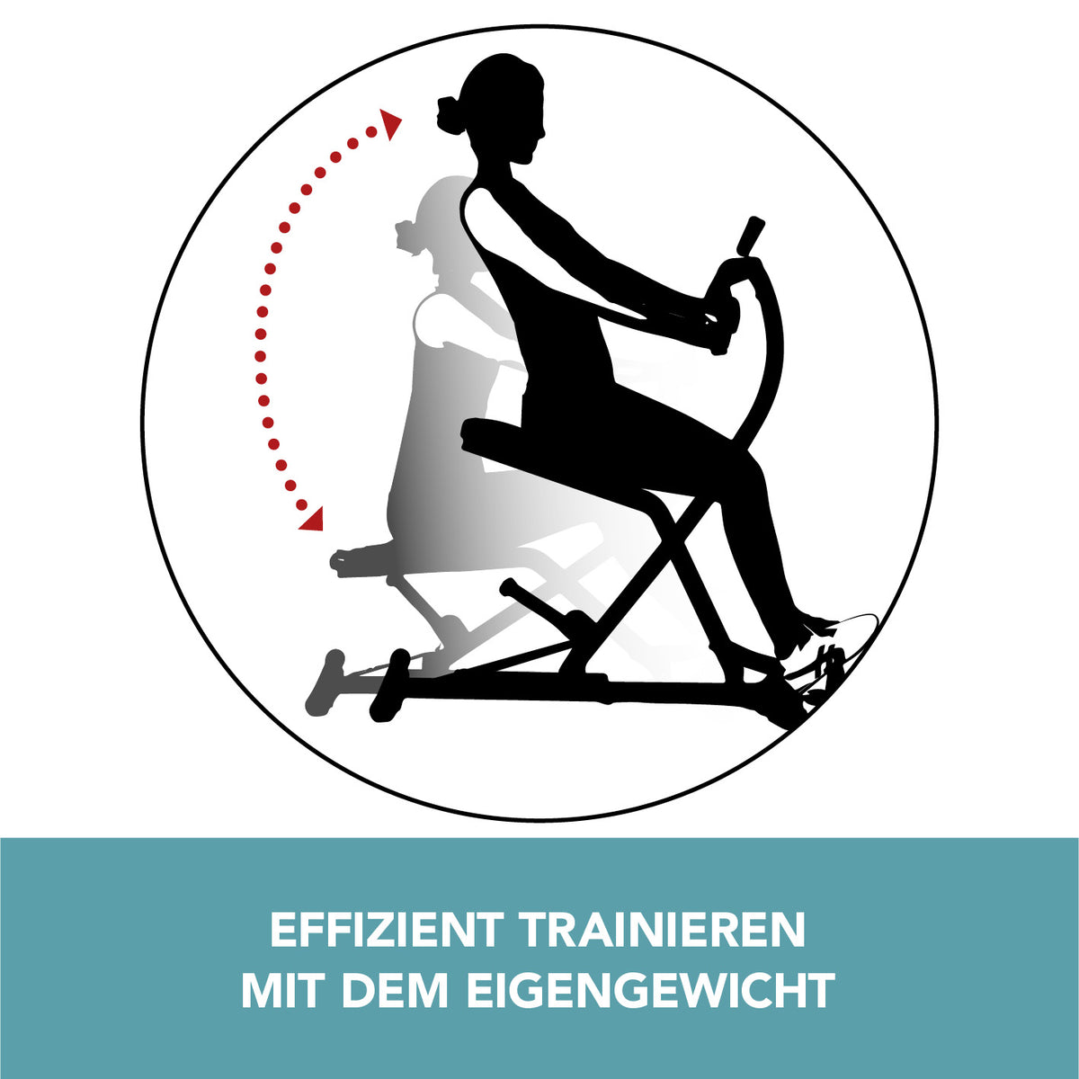 Trainingsgerät Crunch & Glide - silhouette einer Person beim Rücken- und Bauchmuskeltraining mit Eigengewicht auf dem Gerät.