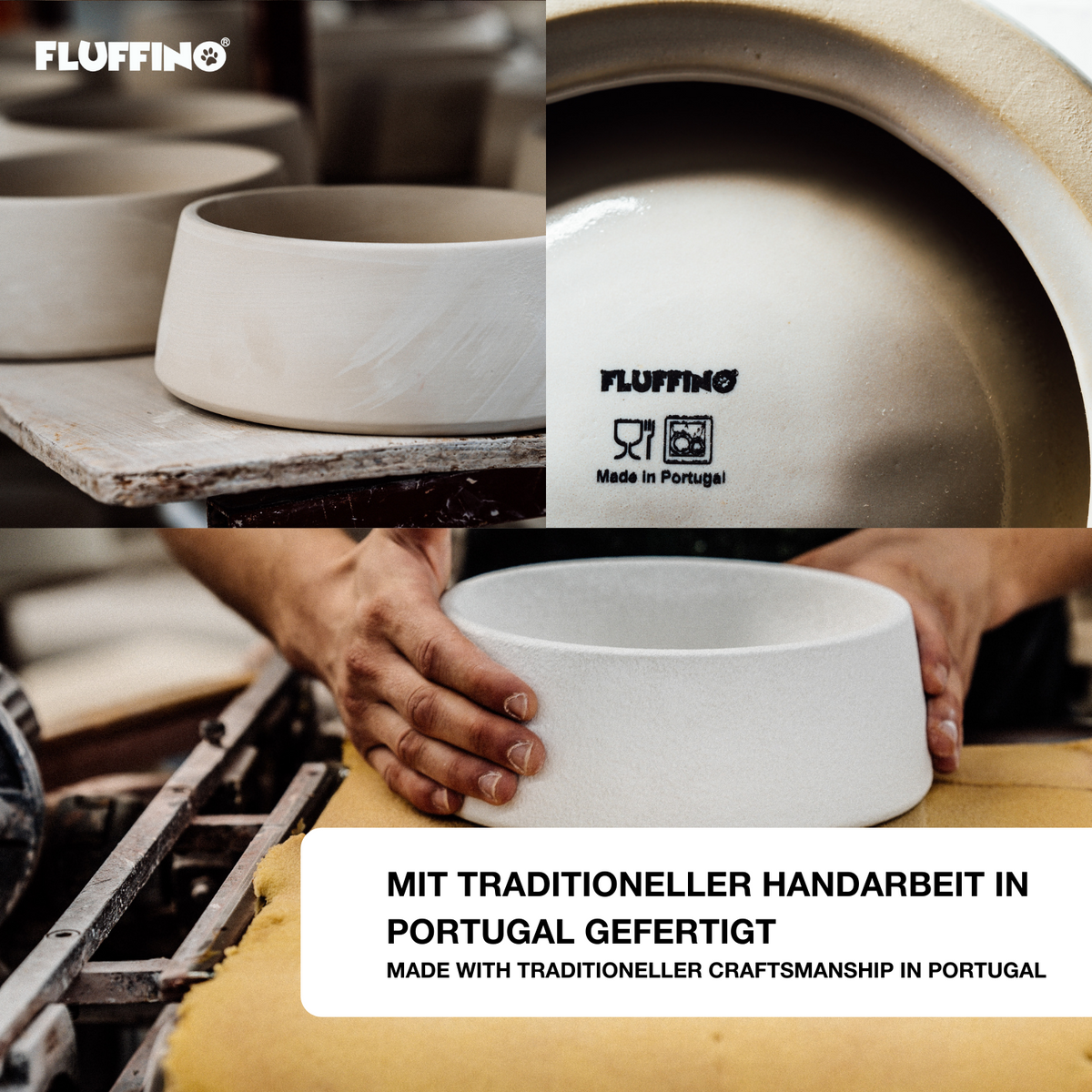 Hundenapf / Futternapf Keramik - 800 ml - Lebensmittelecht - Blau, handgefertigt in Portugal, langlebig und spülmaschinenfest.