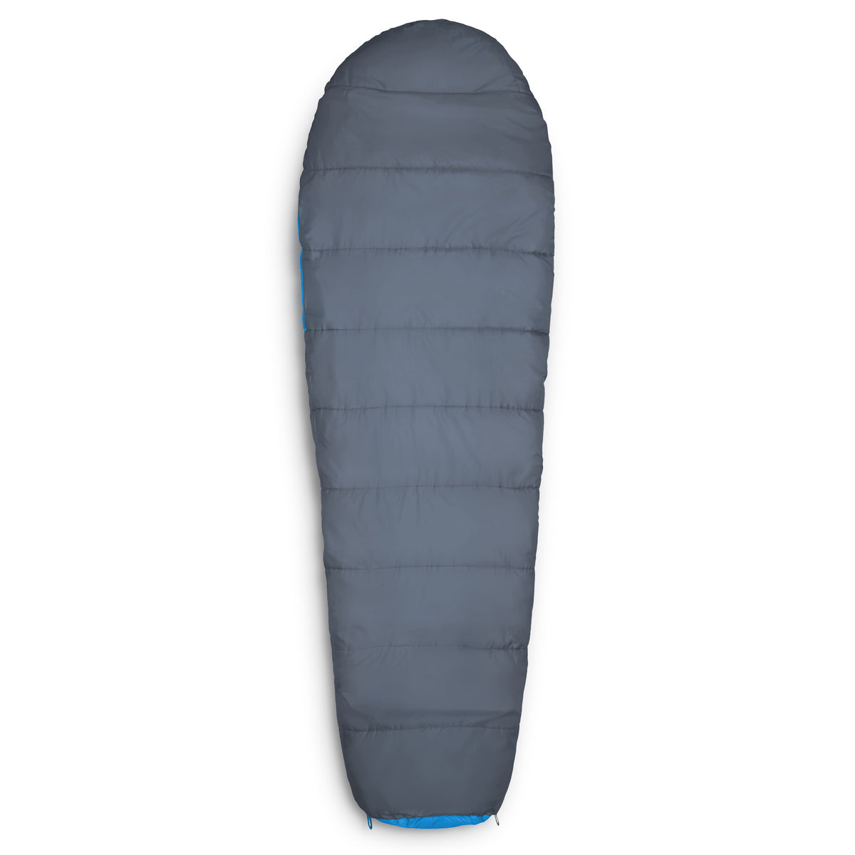 Camping Schlafsack Classic - Mumienschlafsack mit wasserabweisendem Außenmaterial und Kordelzug in Blau, 230 x 80 x 55 cm.
