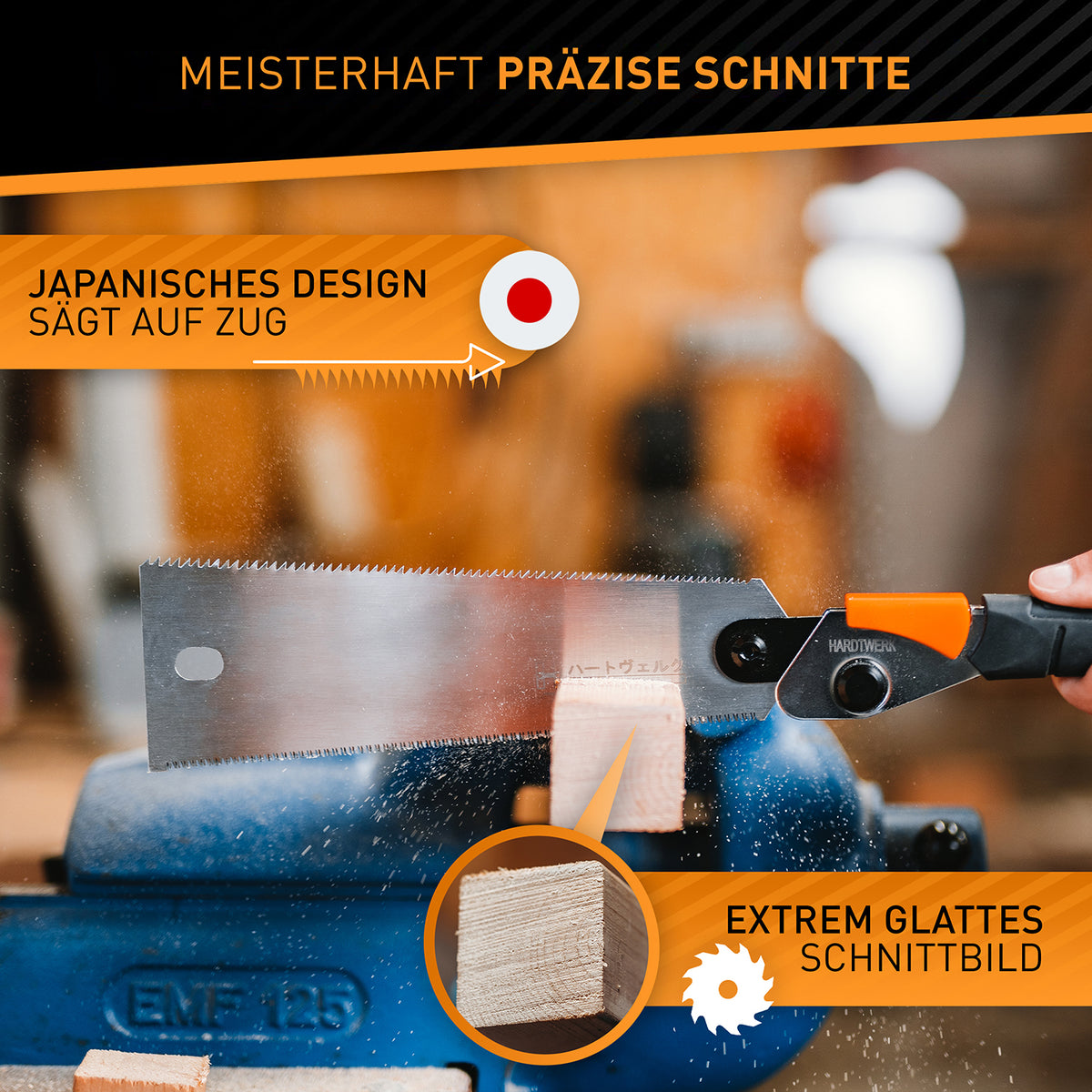 Ersatzsägeblatt für Japansäge Hanzo - 240 mm, doppelseitig gezahnt, präzise Schnitte, kompatibel mit HARDTWERK Japansäge Hanzo Ryoba.