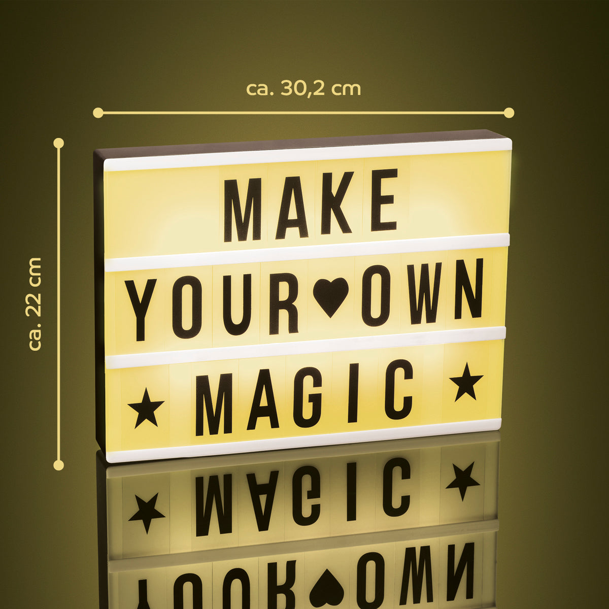 LED-Leuchtkasten mit 173 Buchstaben & Symbole inkl. Schreib-Set, individuell beschriftbar, ca. 30x22 cm, für kreative Botschaften.
