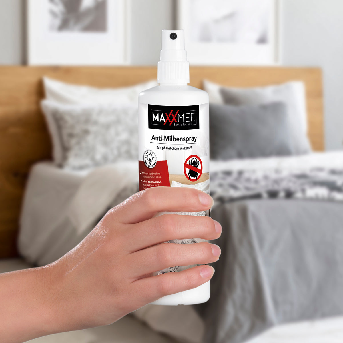 Anti-Milbenspray - 250 ml für Matratzen und Möbel gegen Hausstaubmilben, Wirkung bis zu 6 Monate, ideal für Hausstaub-Allergiker.