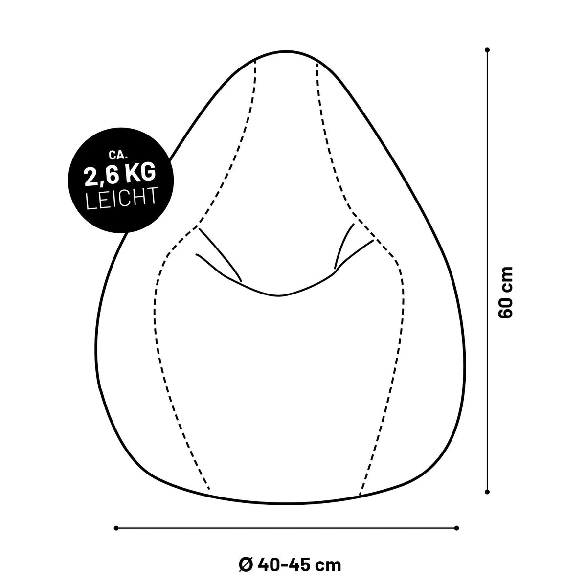Luxury Fluffy Sitzsack (120 L) - indoor - Lila, leichter, flexibler Sitzsack mit ca. 2,6 kg Gewicht und Maßen 60x40-45 cm.