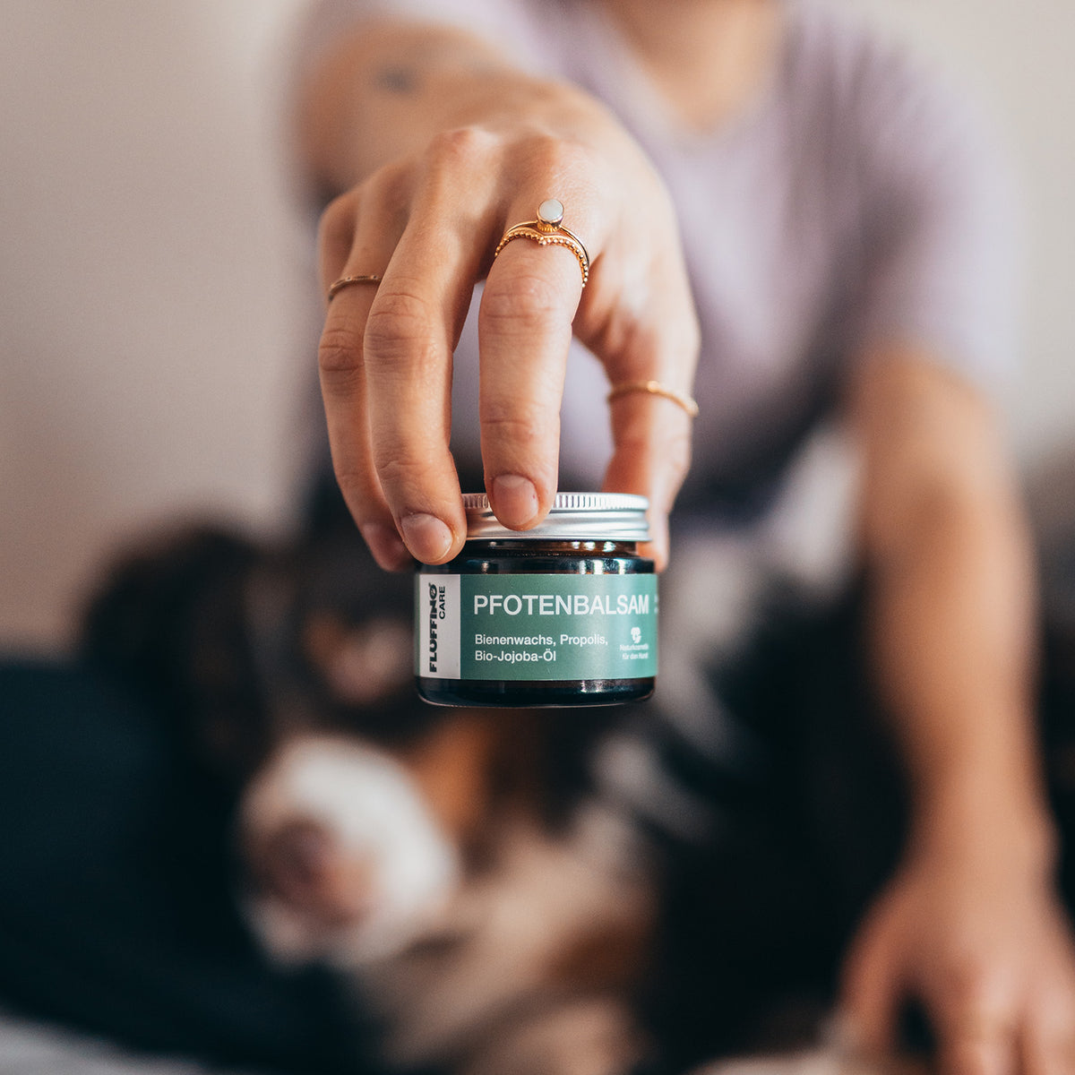 Pfotenbalsam - 50 ml - 100% natürlicher Pfotenschutz mit Bienenwachs, Propolis und Bio-Jojobaöl für Hunde.
