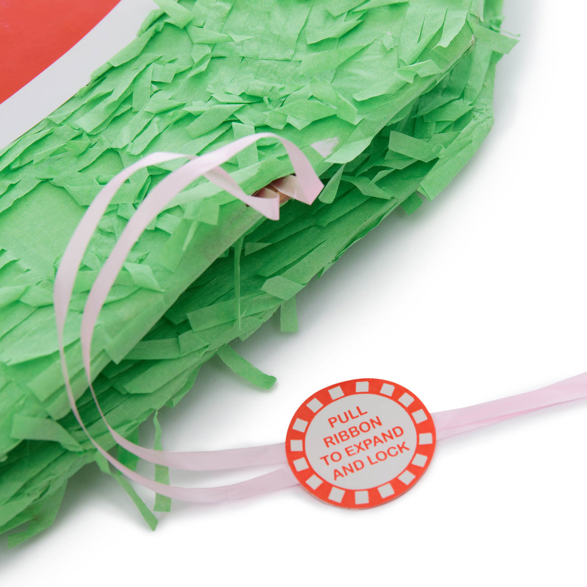 Pinata Set zum Befüllen inkl. Schläger & Augenbinde "Beat The Virus" mit grünem Virusdesign und Aufreißband für kinderfreundliche Partys.