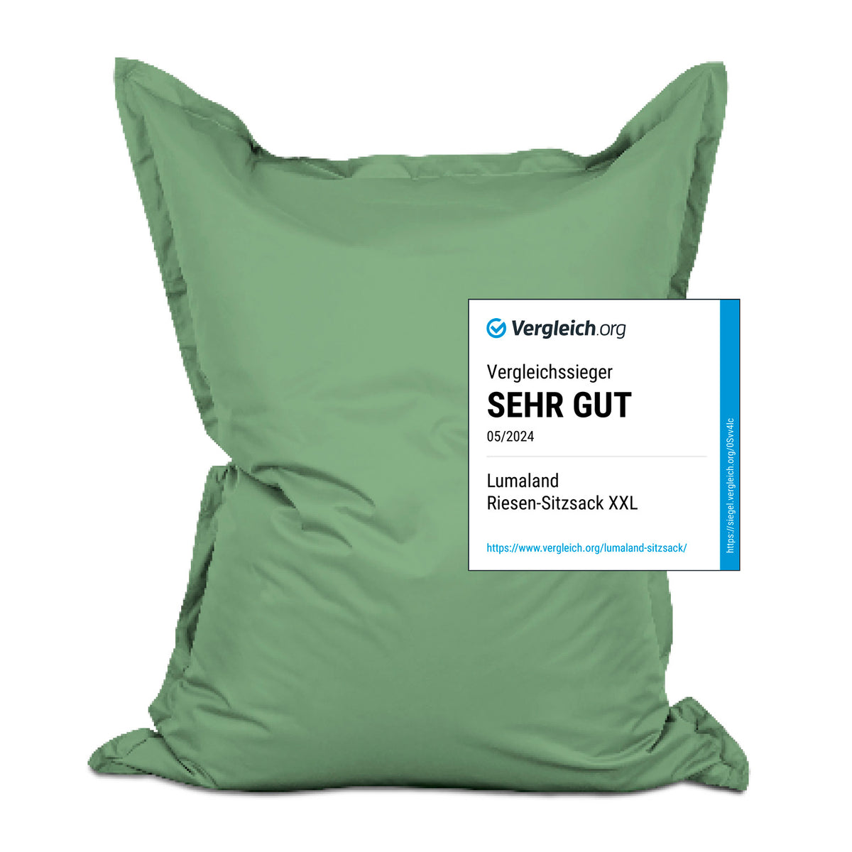 Sitzsack Classic XXL (380 L) - indoor & outdoor - Pastell Grün mit extra Volumen und robustem, pflegeleichten Material in modernem Design.