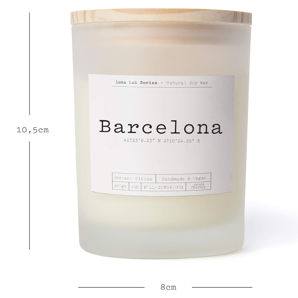Duftkerze City Memories "Barcelona" im Glas mit floral-fruchtigem Duft, vegan und handgegossen aus nachhaltigem Sojawachs.