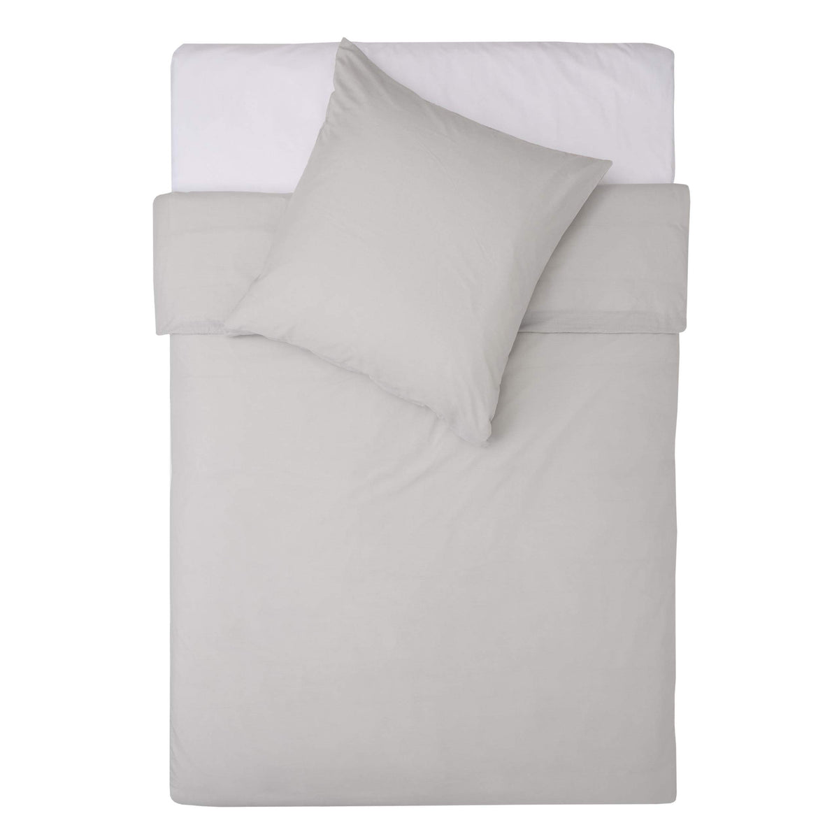 Premium Bettwäsche Everyday - Ganzjahres Bettbezug 155x200 cm & Kissenbezug 80x80 cm in Grau aus weicher Polycotton Qualität.