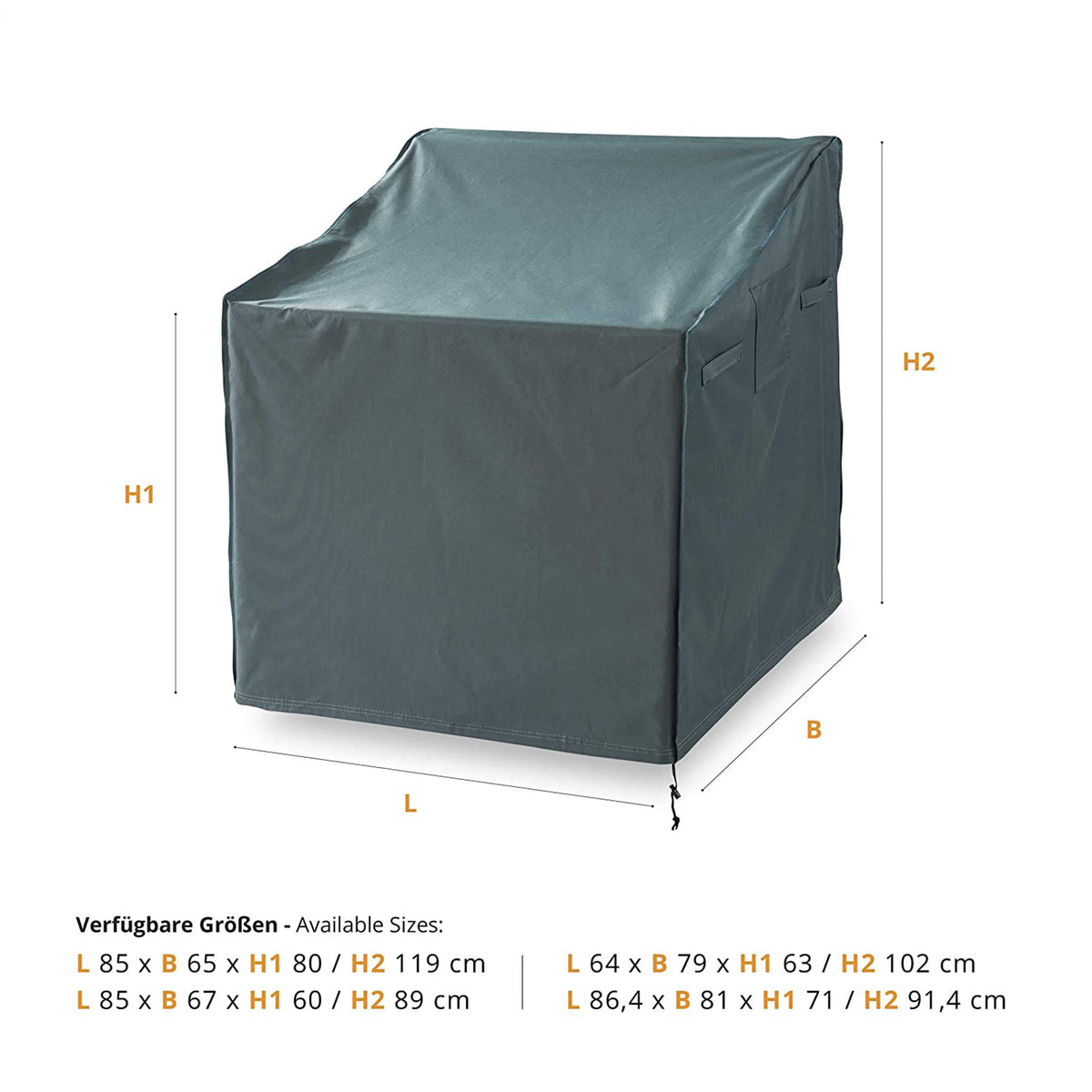 Abdeckplane für Gartenstühle - 64 x 79 x 102 cm, grün/grau, wasserdicht, UV-schutz, robuste Schutzhülle aus reißfestem 600D Oxford Gewebe.