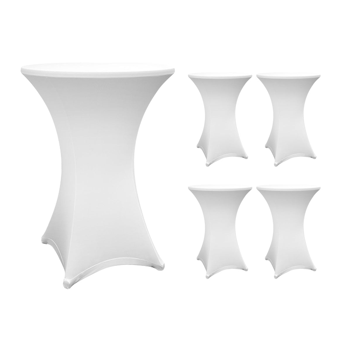 Stehtischhusse Tisch Bezug Ø 80-85 cm Weiß 5er-Set, elastisch, abwischbar, langlebig, perfekte Passform für Stehtische und Bistrotische