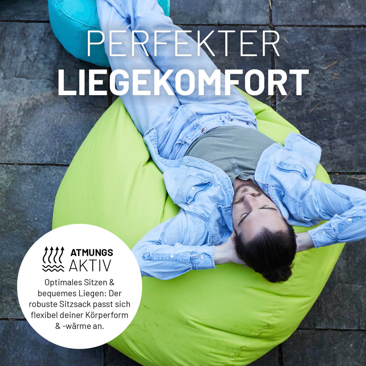Sitzsack Drops (300 L) - indoor & outdoor - Silbergrau bietet flexiblen Liegekomfort durch anpassungsfähige EPS-Füllung und robustes Material.